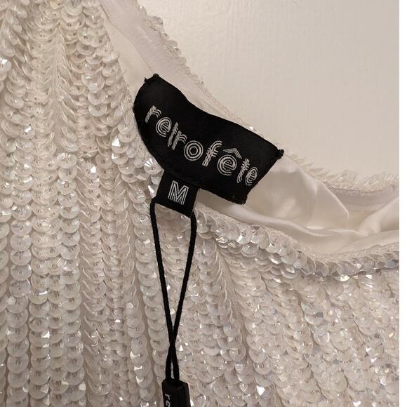 Retrofete Ella‎ Sequin Dress Mini One Shoulder White Bride Bridal NEW - Picture 8 of 9